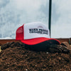 MAKE PRODUCE ORGANIC AGAIN TRUCKER HAT (RED/WHITE WITH BLACK/CHARCOAL)