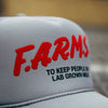 F.A.R.M.S. TO KEEP PEOPLE OFF LAB GROWN MEAT TRUCKER HAT (GREY)