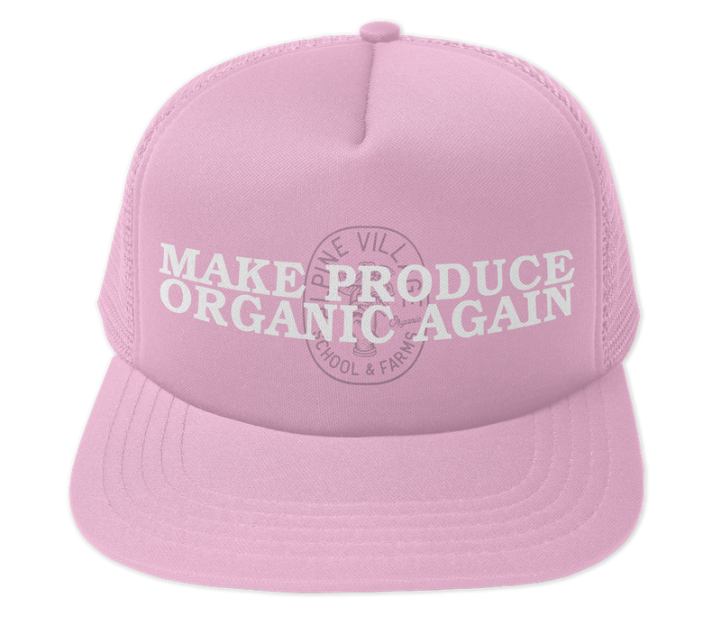 MAKE PRODUCE ORGANIC AGAIN TRUCKER HAT (PINK WITH WHITE/PINK)